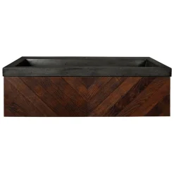 Native Trails 36" Cabernet Floating Vanity with NativeStone Trough in Slate, VNW194-NSL3619-S