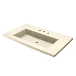Native Trails 36" Capistrano ADA NativeStone Vanity Top and Trough Sink in Sand, 3 Faucet Holes, NSVT36-D
