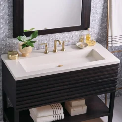 Native Trails 48" Capistrano ADA Vanity Top with Integral Trough Sink in Pearl, 8" Widespread Faucet Cutout, NSVT48-P