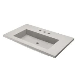 Native Trails 36" Capistrano ADA Vanity Top with Integral Trough Sink in Ash, 8" Widespread Faucet Cutout, NSVT36-A