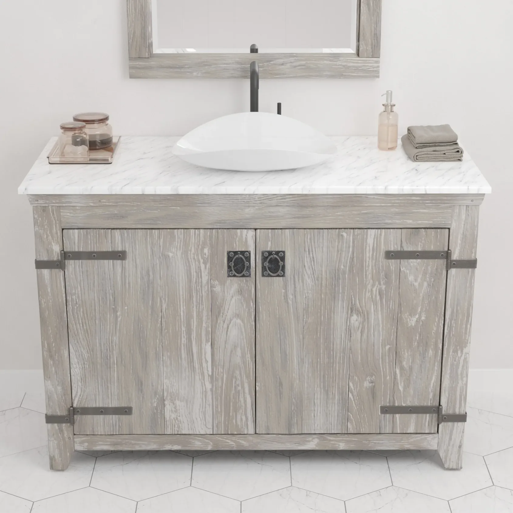 Native Trails 48" Carrara Vanity Top, Vessel with Single Faucet Hole, VT48-V-CA-1