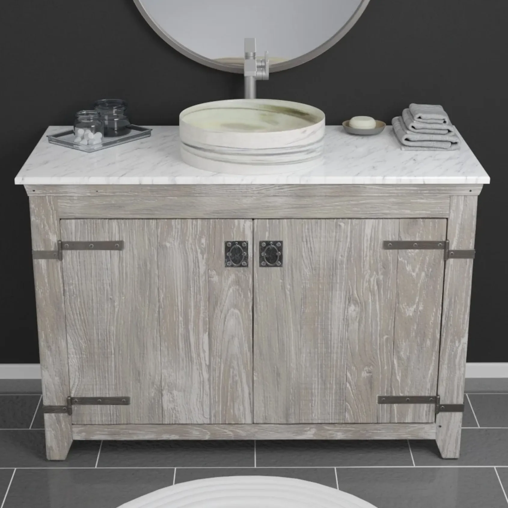 Native Trails 48" Carrara Vanity Top, Vessel with Single Faucet Hole, VT48-V-CA-1
