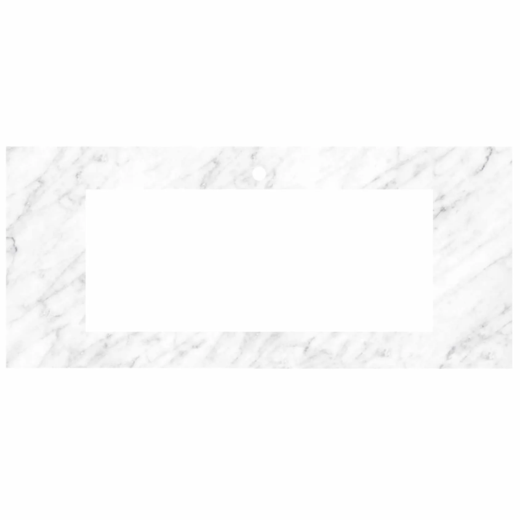 Native Trails 48" Carrara Vanity Top, 34x14 Cutout for Trough with Single or No Faucet Hole, VT48-T3414-CA-1