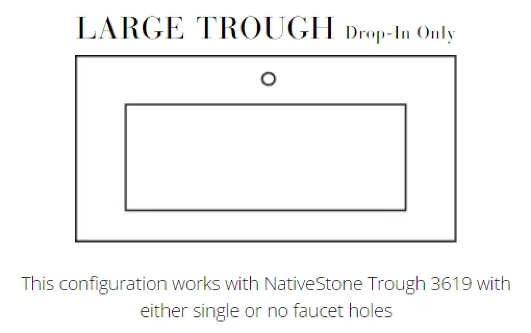 Native Trails 48" Carrara Vanity Top, 34x14 Cutout for Trough with Single or No Faucet Hole, VT48-T3414-CA-1