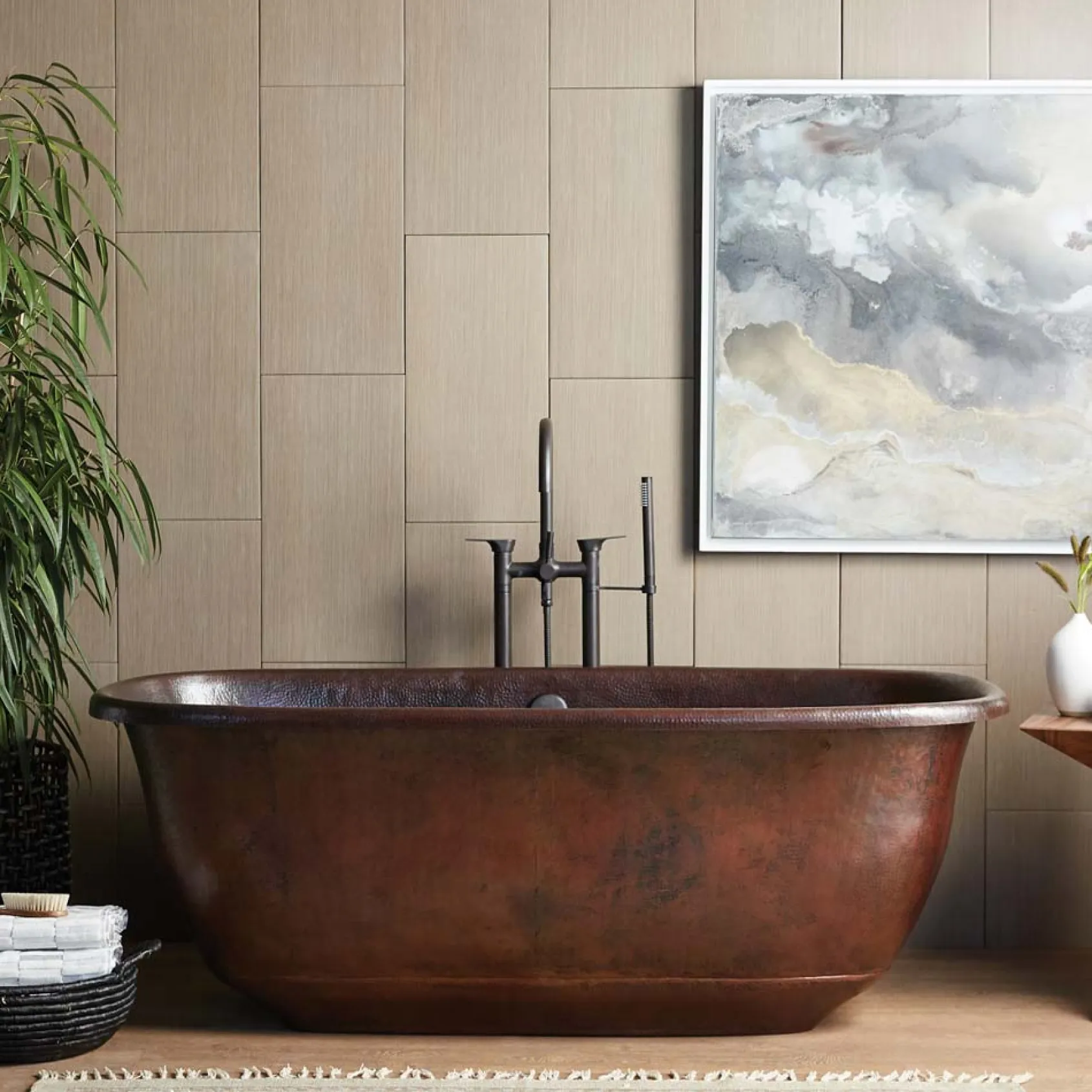 Native Trails 66" Copper Santorini Bathtub, Antique Copper, CPS942