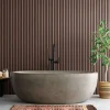 Native Trails 66" NativeStone Concrete Avalon Freestanding Bathtub, Ash, NST6636-A