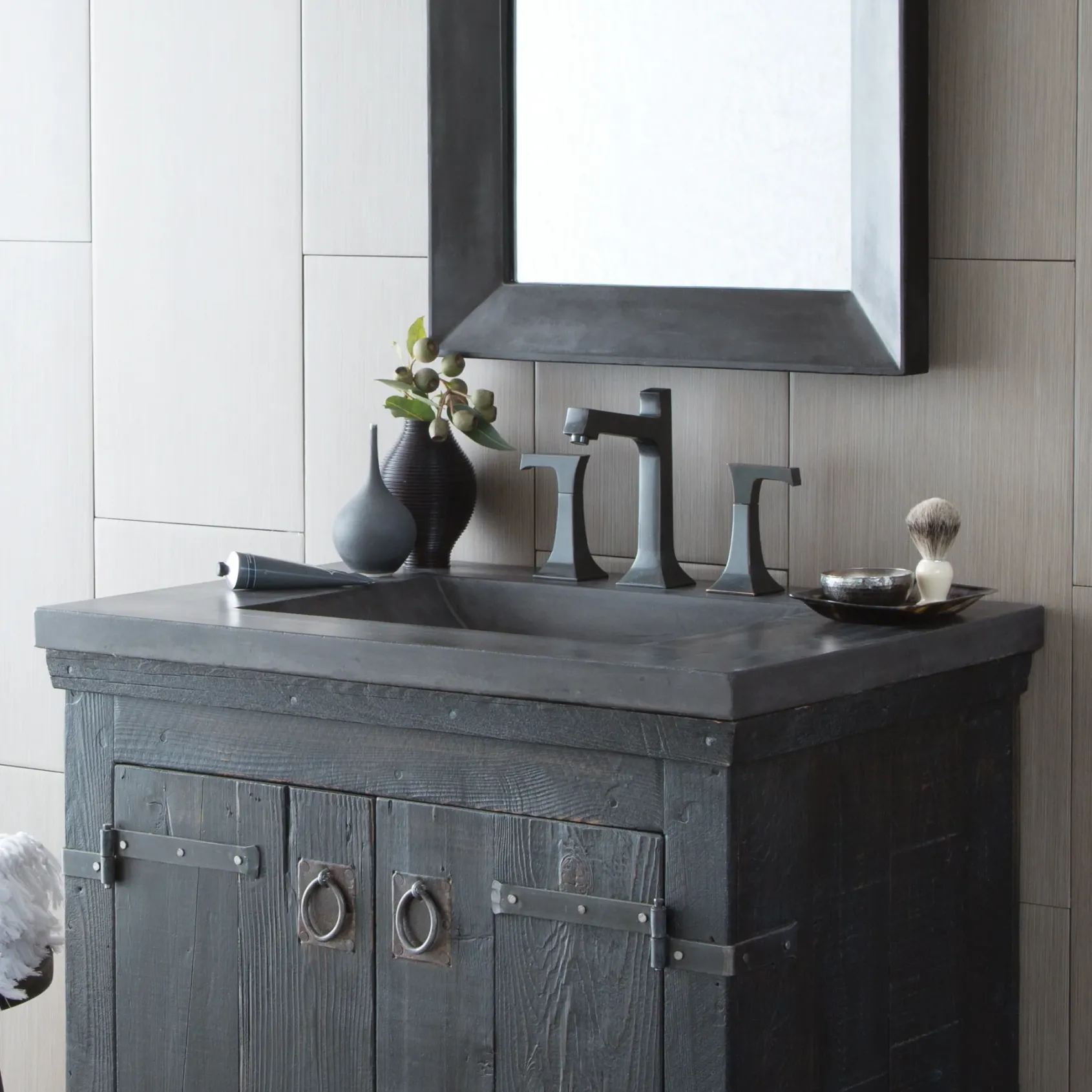 Native Trails 30" NativeStone Palomar Vanity Top with Integral Sink in Slate - 8" Widespread Cutout, NSVNT30-S