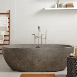 Native Trails 72" NativeStone Concrete Avalon 72" Bathtub, Ash, NST7236-A