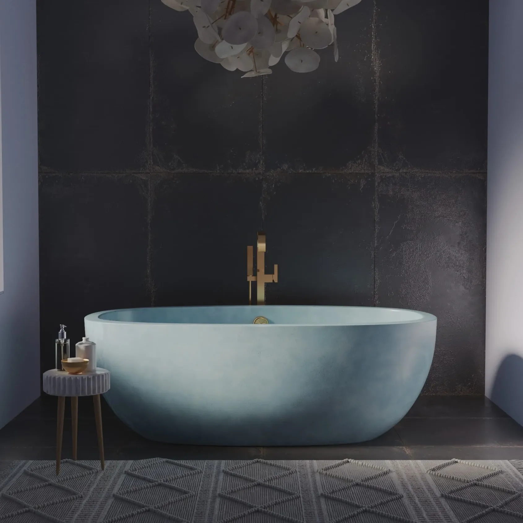 Native Trails 62" NativeStone Concrete Avalon Freestanding Bathtub, Ocean, NST6236-O