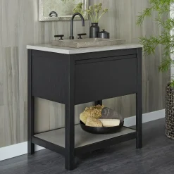 Native Trails 30" NativeStone Vanity Top, Ash, Rectangle 18x12 with 3 Faucet Holes, VT30-R1812-A-3