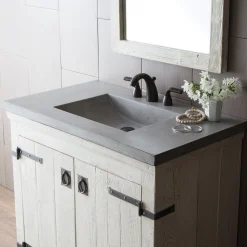 Native Trails 36" NativeStone Palomar Vanity Top with Integral Sink in Ash - 8" Widespread Cutout, NSVNT36-A