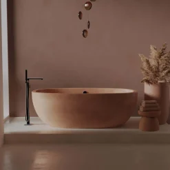 Native Trails 66" NativeStone Concrete Avalon Freestanding Bathtub, Terracotta, NST6636-T