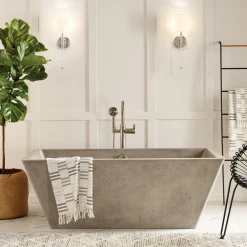 Native Trails 66" NativeStone Concrete Mendocino Bathtub, Ash, NST6634-A