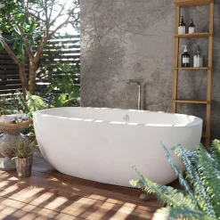 Native Trails 72" NativeStone Concrete Avalon 72" Bathtub, Pearl, NST7236-P
