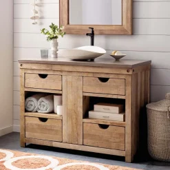 Native Trails 48" Rustic Freestanding Vanity Base in Chardonnay, Vintner's Collection, Reclaimed Oak Wood, VNW481