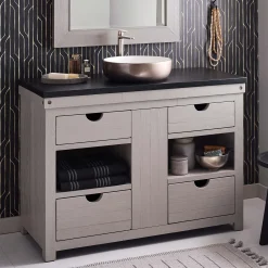 Native Trails 48" Rustic Freestanding Vanity Base in Grigio, Reclaimed Oak Wood, Vintner's Collection, VNW487