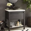 Native Trails 30" Solace Freestanding Vanity Base in Midnight Oak with Pearl Shelf, VNO308-P