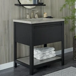 Native Trails 30" Solace Freestanding Vanity Base in Midnight Oak with Ash Shelf, VNO308-A