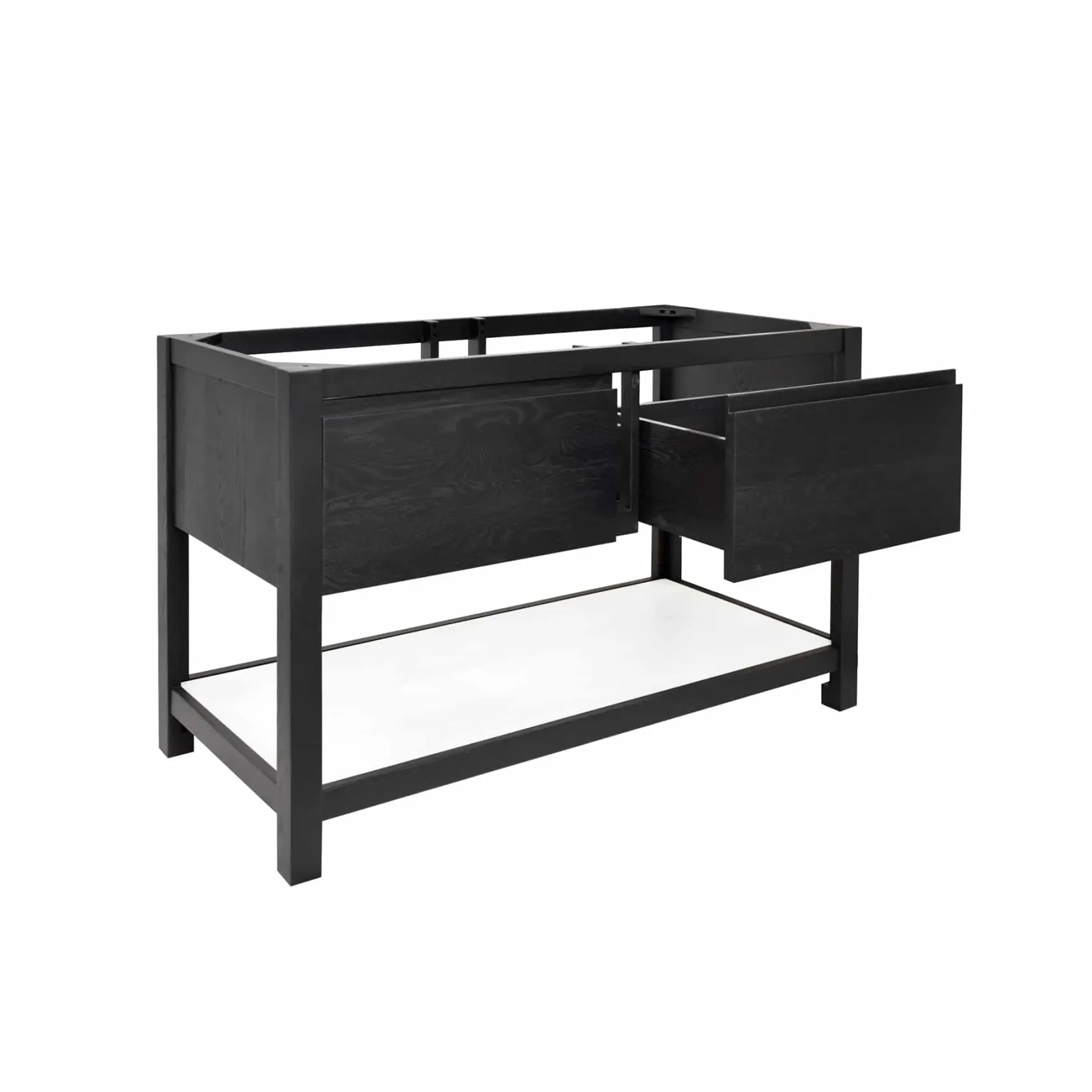 Native Trails 48" Solace Freestanding Vanity Base in Midnight Oak with Pearl Shelf, VNO488-P
