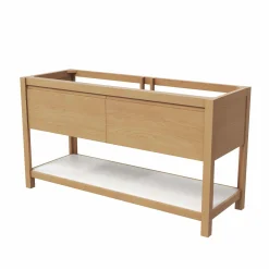 Native Trails 60" Solace Freestanding Reclaimed Wood Vanity Base in Sunrise Oak with Pearl Shelf, VNO601-P