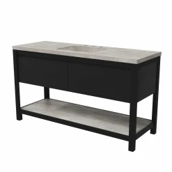 Native Trails 60" Solace Freestanding Reclaimed Wood Vanity Base in Midnight Oak with Ash Shelf, VNO608-A