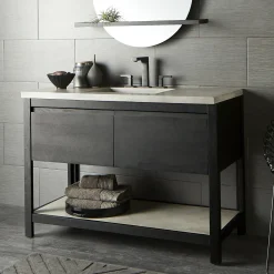 Native Trails 48" Solace Freestanding Vanity Base in Midnight Oak with Ash Shelf, VNO488-A
