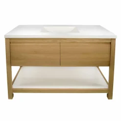Native Trails 48" Solace Vanity Base in Sunrise Oak with Palomar Vanity Top and Sink, Pearl, VNO481-P-NSVNT48-P