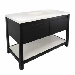 Native Trails 48" Solace Vanity Base in Midnight Oak with Palomar Vanity Top and Sink, Pearl, VNO488-P-NSVNT48-P