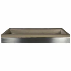 Native Trails 48" Zaca Rectangle Vanity Base with NativeStone Trough Sink in Earth, VNS48S-NSL4819-E