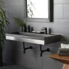 Native Trails 48" Zaca Rectangle Vanity Base with NativeStone Trough Sink in Slate, VNS48S-NSL4819-S