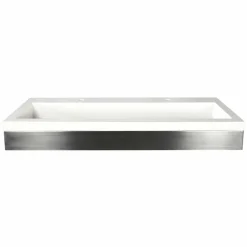 Native Trails 48" Zaca Rectangle Vanity Base with NativeStone Trough Sink in Pearl, VNS48S-NSL4819-P