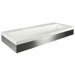 Native Trails 48" Zaca Rectangle Vanity Base with NativeStone Trough Sink in Pearl, VNS48S-NSL4819-P
