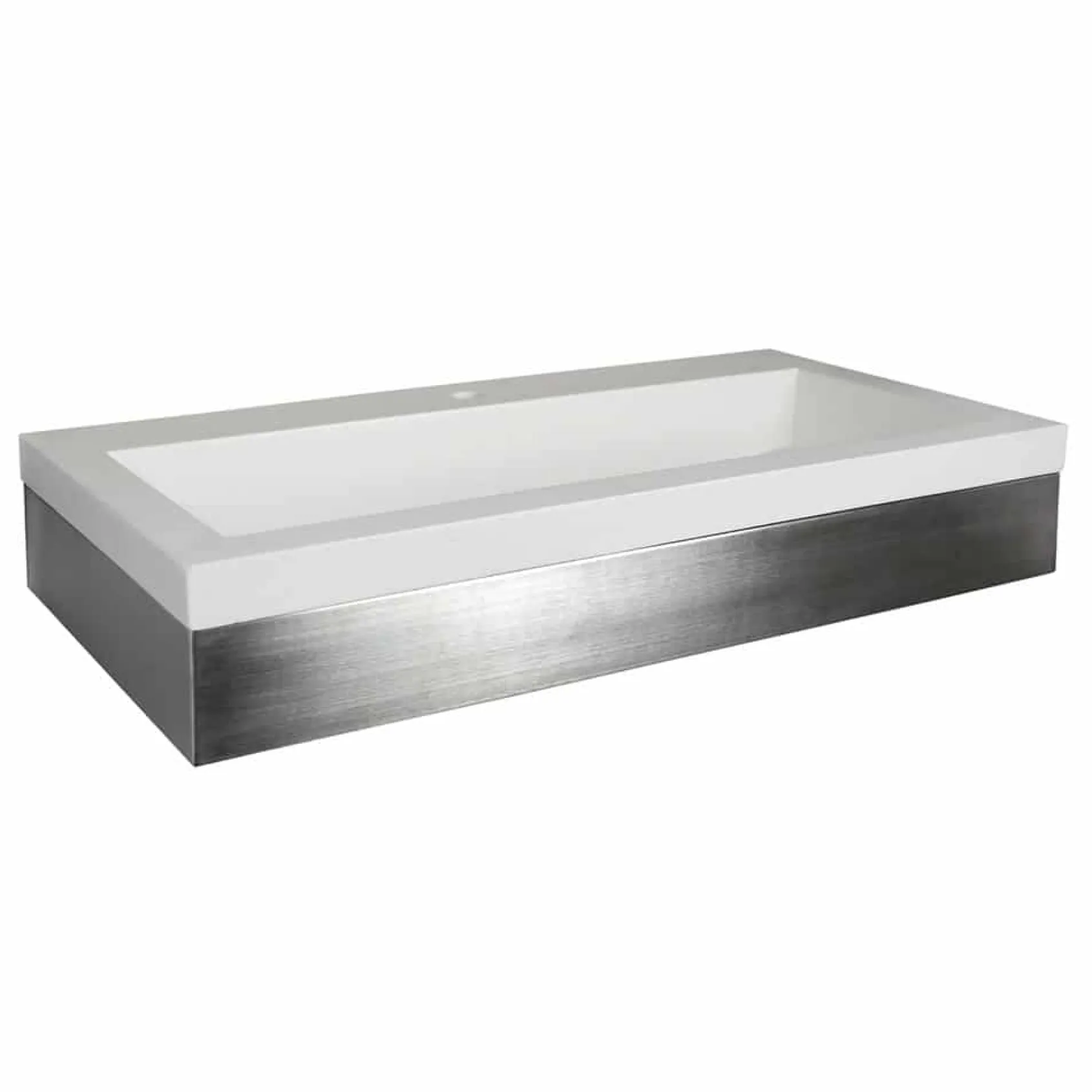 Native Trails 36" Zaca Vanity Base with NativeStone Trough Sink in Pearl, VNS36S-NSL3619-P