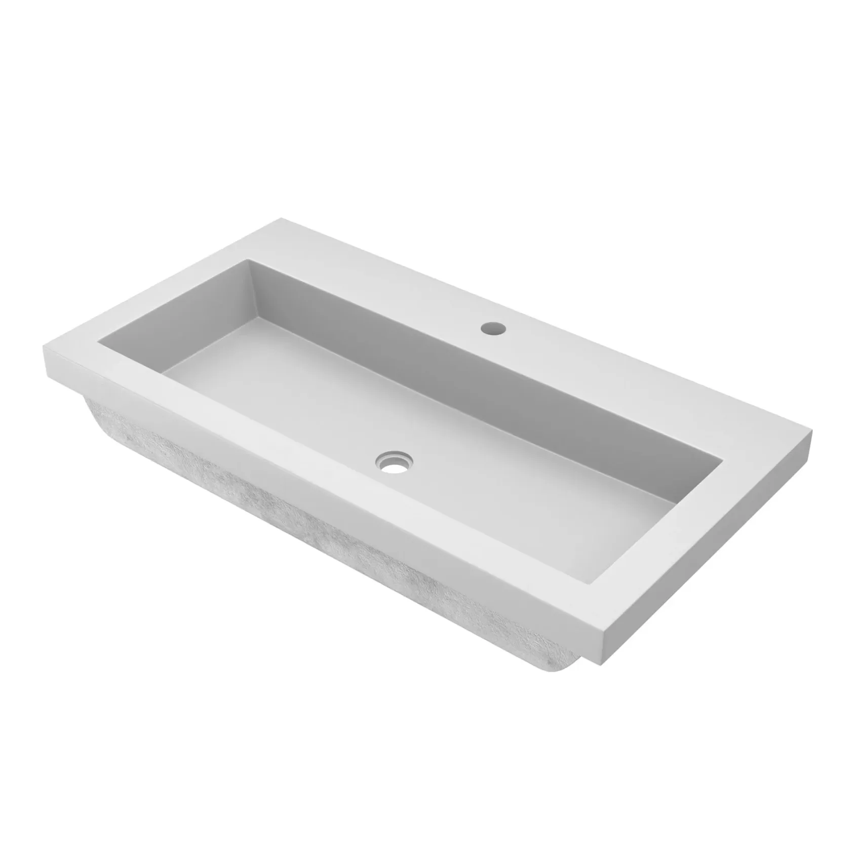 Native Trails 36" Zaca Vanity Base with NativeStone Trough Sink in Pearl, VNS36S-NSL3619-P