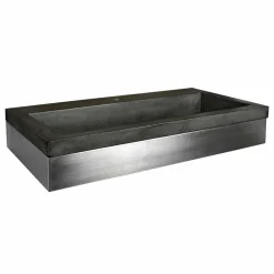 Native Trails 36" Zaca Vanity Base with NativeStone Trough Sink in Slate, VNS36S-NSL3619-S