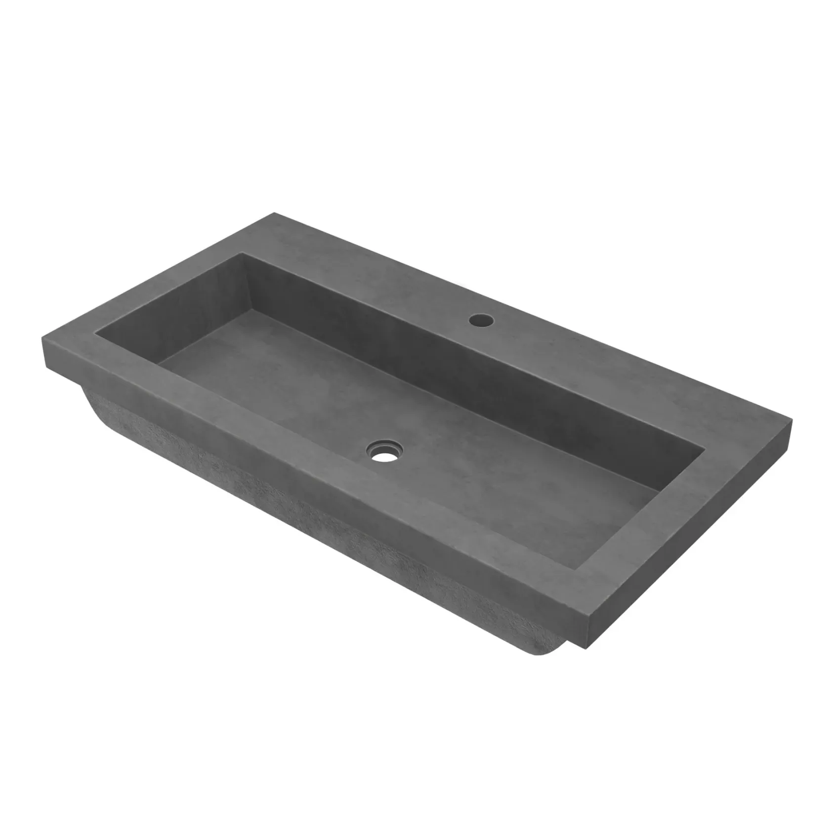 Native Trails 36" Zaca Vanity Base with NativeStone Trough Sink in Slate, VNS36S-NSL3619-S