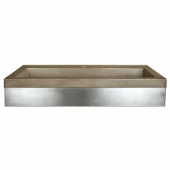 Native Trails 36" Zaca Vanity Base with NativeStone Trough Sink in Earth, VNS36S-NSL3619-E