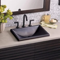 Native Trails Amara 20" x 14" Rectangle Fireclay Bathroom Sink, Gunmetal, PML2014-M