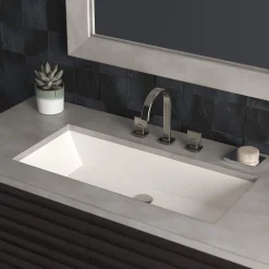Native Trails Arcata 31" x 15" Rectangle Undermount NativeStone Concrete Bathroom Sink, Pearl, NSL3115-P