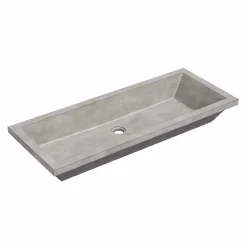 Native Trails Arcata 37" x 15" Rectangle Undermount NativeStone Concrete Bathroom Sink, Ash, NSL3715-A
