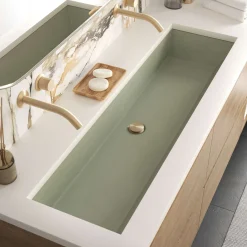 Native Trails Arcata 49" x 15" Rectangle Undermount NativeStone Concrete Bathroom Sink, Sage, NSL4915-G