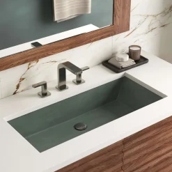 Native Trails Arcata 31" x 15" Rectangle Undermount NativeStone Concrete Bathroom Sink, Forest, NSL3115-F