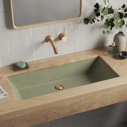 Native Trails Arcata 31" x 15" Rectangle Undermount NativeStone Concrete Bathroom Sink, Sage, NSL3115-G