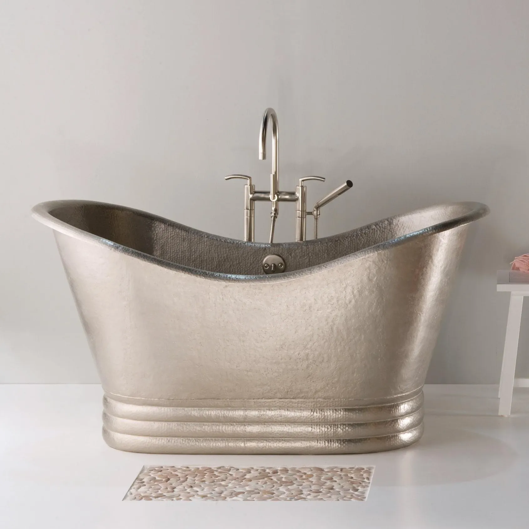 Native Trails Aurora 72" Freestanding Copper Bathtub in Brushed Nickel, CPS905