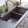 Native Trails Cocina Duet Pro 40" Copper Kitchen Sink, 60/40 Double Bowl, Antique Copper, CPK277