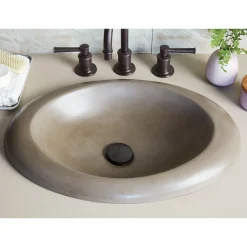 Native Trails Cuyama 21" Round NativeStone Concrete Bathroom Sink, Earth, NSL2115-E