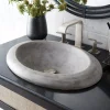 Native Trails Cuyama 21" Round NativeStone Concrete Bathroom Sink, Ash, NSL2115-A