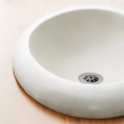 Native Trails Cuyama 21" Round NativeStone Concrete Bathroom Sink, Pearl, NSL2115-P