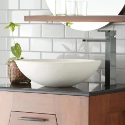 Native Trails Morro 17" Round NativeStone Concrete Bathroom Sink, Pearl, NSL1705-P