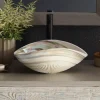 Native Trails Murano 18" Asymmetrical Shell-Shaped Glass Vessel Bathroom Sink, Abalone, MG1912-AE